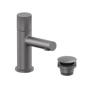 Vado Safari Leverless Fluted Pewter Mini Mono Basin Mixer With Waste