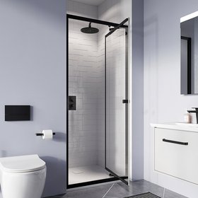 Crosswater Clear 6 Matt Black Infold Shower Door