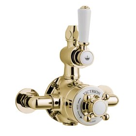 BC Designs Victrion Twin Gold 1 Outlet 2 Handle Exposed Shower Valve