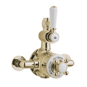 BC Designs Victrion Twin Brushed Gold 1 Outlet 2 Handle Exposed Shower Valve