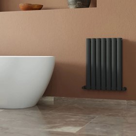 JTP Primo Anthracite 600mm x 420mm Oval Panel Horizontal Designer Radiator