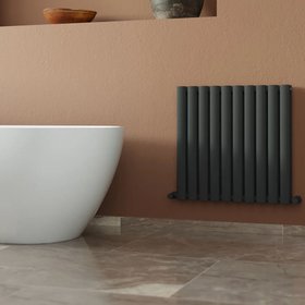 JTP Primo Anthracite 600mm x 600mm Oval Panel Horizontal Designer Radiator