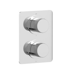 Vado Safari Leverless Fluted Chrome Thermostatic Shower Valve - 3 Outlet 2 Handle