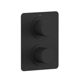 Safari Leverless Fluted Matt Black Thermostatic Shower Valve - 3 Outlet 2 Handle