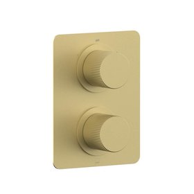 Vado Safari Leverless Fluted Satin Brass Thermostatic Shower Valve - 1 Outlet 2 Handle