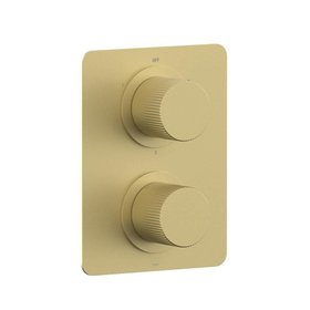 Vado Safari Leverless Fluted Satin Brass Thermostatic Shower Valve - 3 Outlet 2 Handle