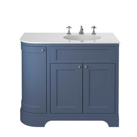 Heritage Wilton 1000mm Maritime Blue Right Hand Corner Vanity Unit with Worktop, Basin & Handles Pack