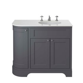 Heritage Wilton 1000mm Graphite Right Hand Corner Vanity Unit with Worktop, Basin & Handles Pack