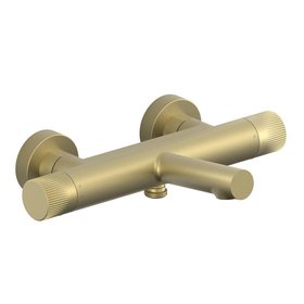 Vado Safari Leverless Satin Brass Exposed Thermostatic Bath Shower Mixer