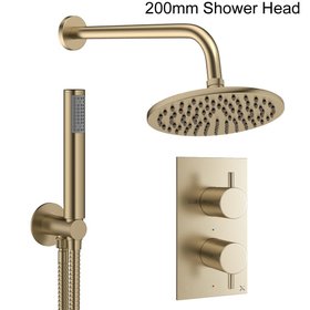 Crosswater Design Brushed Brass Dual Outlet Rainfall Shower Set