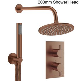 Crosswater Design Brushed Bronze Dual Outlet Rainfall Shower Set
