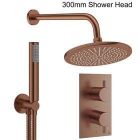 Crosswater Design Brushed Bronze Dual Outlet Rainfall Shower Set