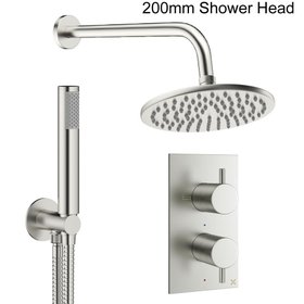 Crosswater Design Brushed Nickel Dual Outlet Rainfall Shower Set