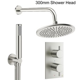 Crosswater Design Brushed Nickel Dual Outlet Rainfall Shower Set