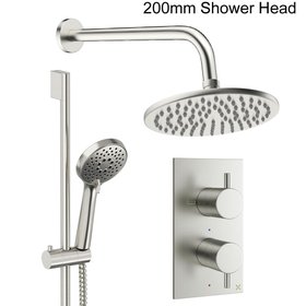 Crosswater Design Brushed Nickel Dual Outlet Slide Rail Shower Set