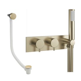 Crosswater Design Brushed Brass Dual Outlet Bath Filler Set