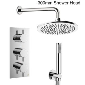 Crosswater Design Chrome Dual Outlet Three Handle Rainfall Shower Set