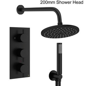 Crosswater Design Matt Black Dual Outlet Three Handle Rainfall Shower Set