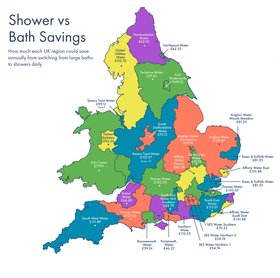 Map of UK Shower Savings