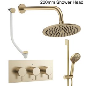 Crosswater Design Brushed Brass Three Outlet Slide Rail Shower Bath Set