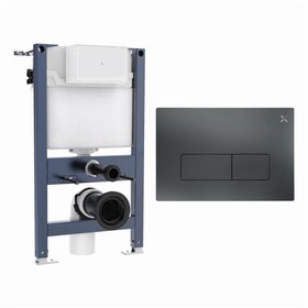 Crosswater 820mm Wall-Hung Cistern Frame & Venue Slate Dual Flush Plate