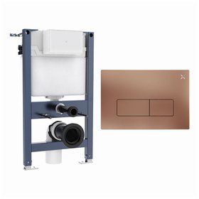 Crosswater 820mm Wall-Hung Cistern Frame & MPRO Brushed Bronze Dual Flush Plate