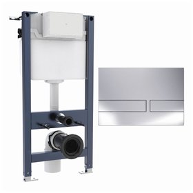 Crosswater 980mm Wall-Hung Cistern Frame & Venue Chrome Dual Flush Plate