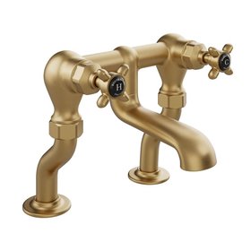 Booth & Co. Axbridge Black Cross Brushed Brass Bath Filler