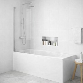 Dune Chrome 800mm Hinged Bath Screen