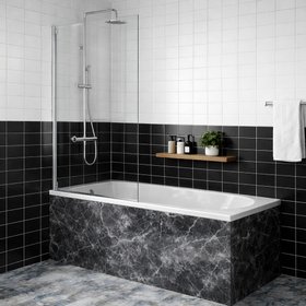 Dune Chrome 900mm Fixed Bath Screen