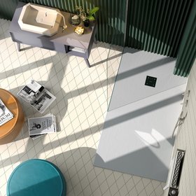 Doccia Lipari Cemento Grey 1700mm x 700mm Slate Effect Shower Tray