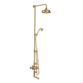 Booth & Co. Axbridge Brushed Brass/White Three Outlet Exposed Shower Bath Column