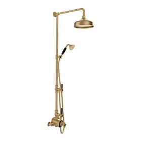 Booth & Co. Axbridge Brushed Brass/Black Dual Outlet Exposed Shower Column