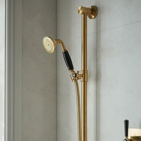 Booth & Co. Axbridge Brushed Brass/Black Slide Rail Shower Kit