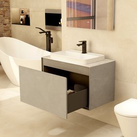 Imex Arco Slate 800mm Wall Mounted Single Drawer Countertop Vanity Unit