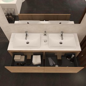 Imex Arco Natural Oak 1600mm Wall Mounted Double Countertop Vanity Unit
