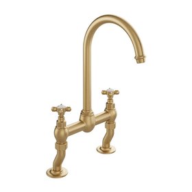 Booth & Co. Axbridge Cross Brushed Brass/Black Bridge Kitchen Mixer