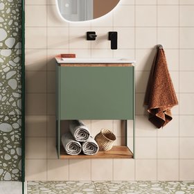 Crosswater Mada 500mm Sage Green Wall-Hung Vanity Unit & Basin