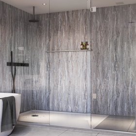 Showerwall Laminate Blue Tone Stone 2440mm x 900mm Square Cut Ply Wall Panel - SW55