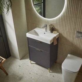 Tavistock Arlington 600mm Matt Storm Grey Freestanding Vanity Unit & Basin