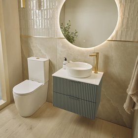 Tavistock Cadence Fluted 600mm Viridian Green Wall Hung Vanity Unit & Worktop