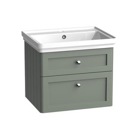 Tavistock Marston 600mm Matt Laurel Green Wall Mounted Vanity Unit & Basin