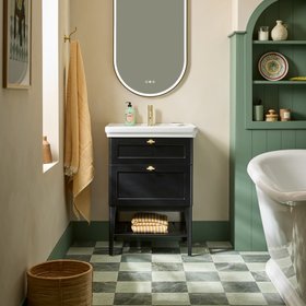 Tavistock Marston 600mm Matt Black Washstand & Basin
