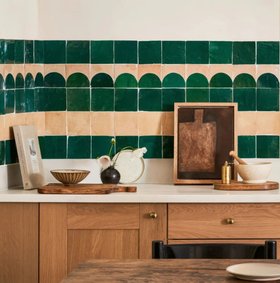Medina Moss Green Square And Belen And  Medina Raw Square Handmade Moroccan Zellige Tiles Ts&Cs: Always use product links for digital use