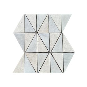 Shellstone Brushed Limestone - Carrara White Honed Marble Triangle Mosaic Wall & Floor Tile