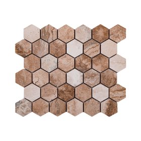 Valencia Honed Travertine Hexagon Mosaic Wall & Floor Tile