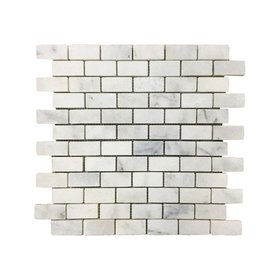 Carrara White Polished Marble Brick Mosaic Wall & Floor Tile