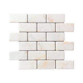 Calacatta Sugar Tumbled Marble Brick Mosaic Wall & Floor Tile