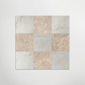 Antique Marble Effect Calacatta Oro and Cosmo Taupe Chequer Matt 30 x 30cm Wall & Floor Tile