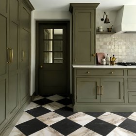 Lapicida Marble Effect Macchia Vecchia And Nero Marquina Cheequer Matt 30 X 30cm Wall & Floor Tile from Hyperion Tiles